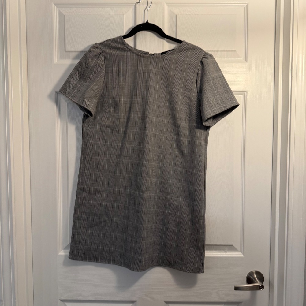 Forever 21 Plaid‎ Shift Dress Gray Small Preppy Work Office Casual ADCOLO-C